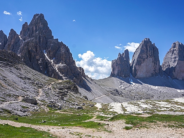 Trail of the Tre Cime hike in Dolomites, Italy