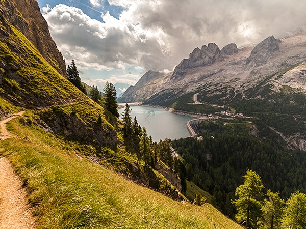 Scenery from the Viel del Pan hike in Dolomites, Italy