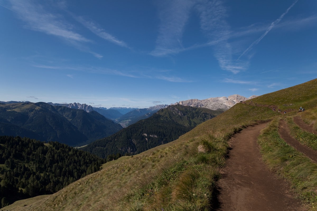 The path of the Sassopiatto and Sassolungo Hike in Dolomites, Italy