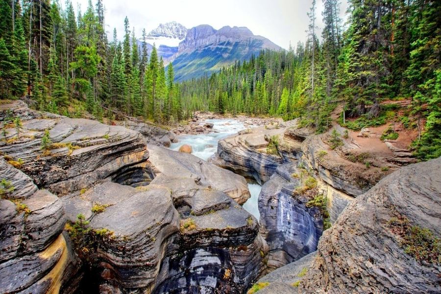 Mistaya Canyon is a must-visit on Icefields Parkway