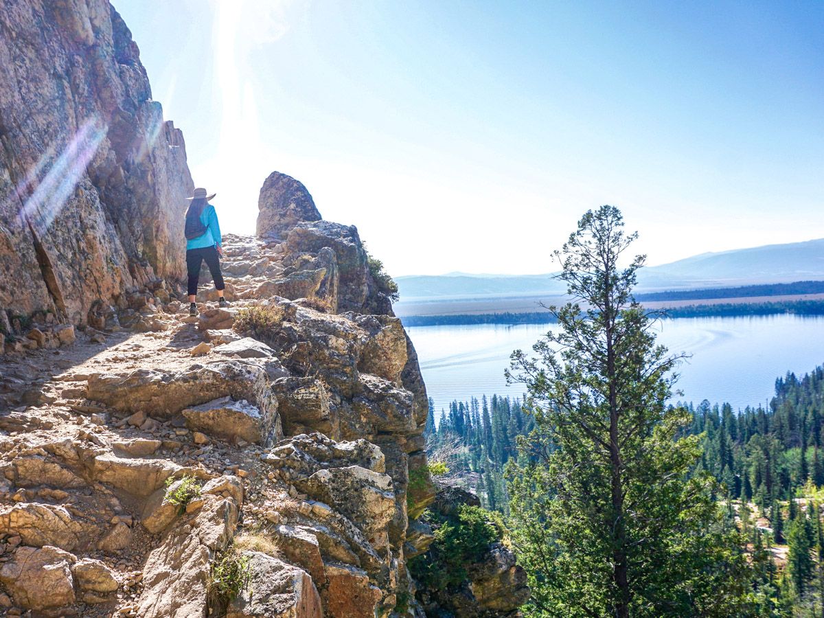 Man hiking at Inspiration Point Hike at Grand Teton National Park