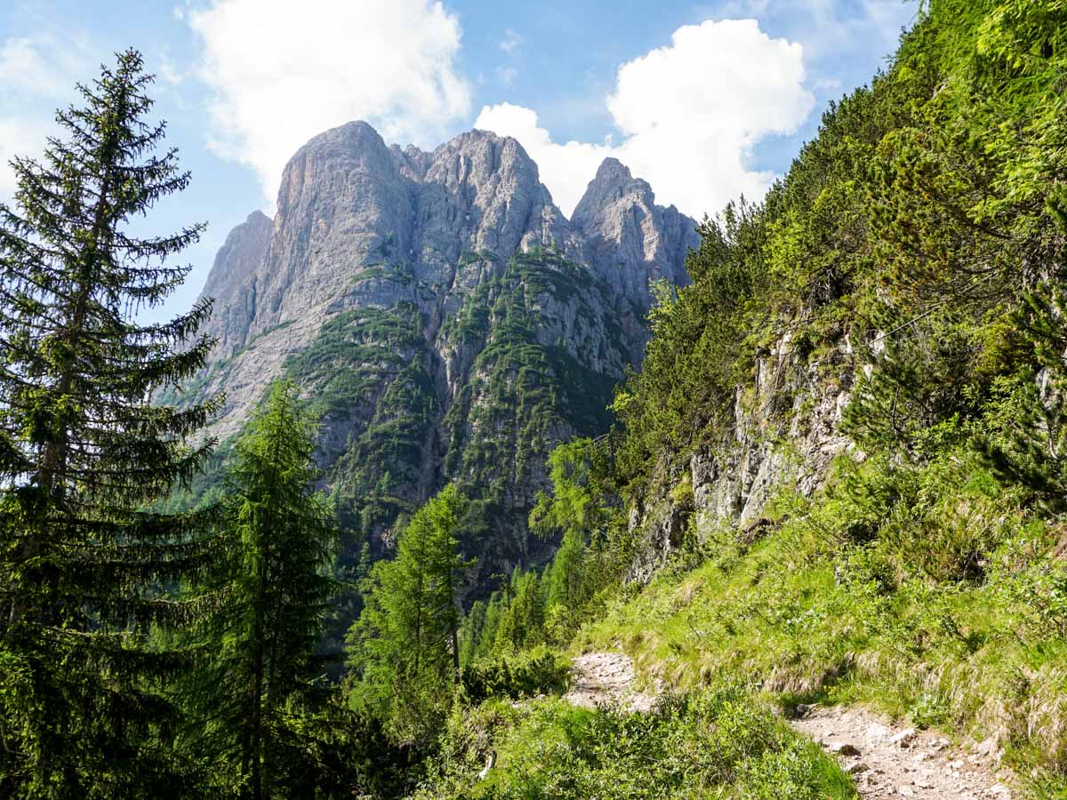 Mountain Path on the Lago di Sorapiss Hike in Dolomites, Italy