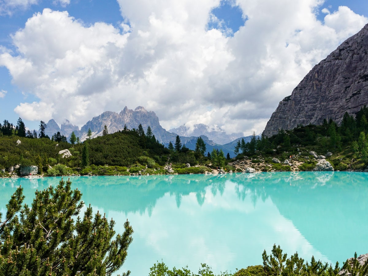 Beautiful view from the Lago di Sorapiss Hike in Dolomites, Italy