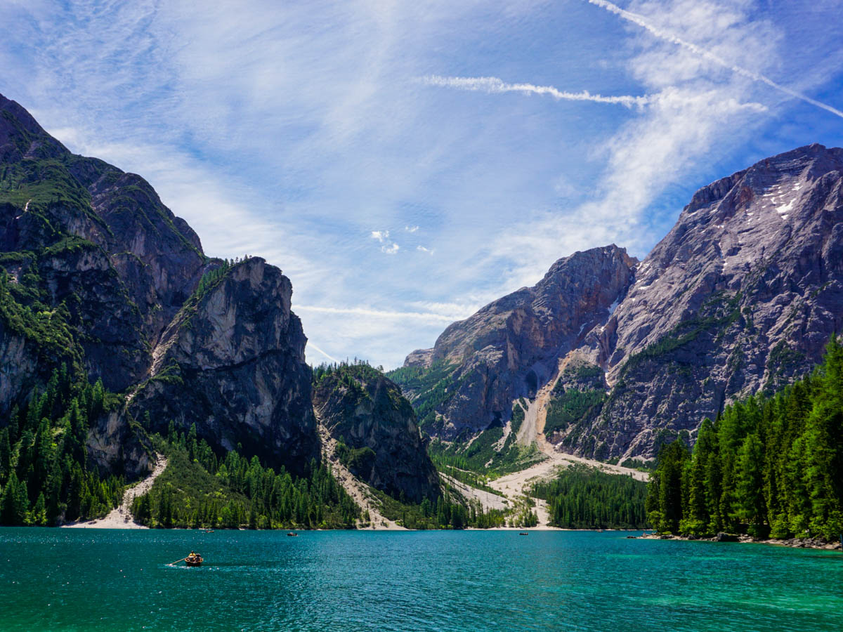 Stunning scenery on the Lago di Braies Hike in Dolomites, Italy