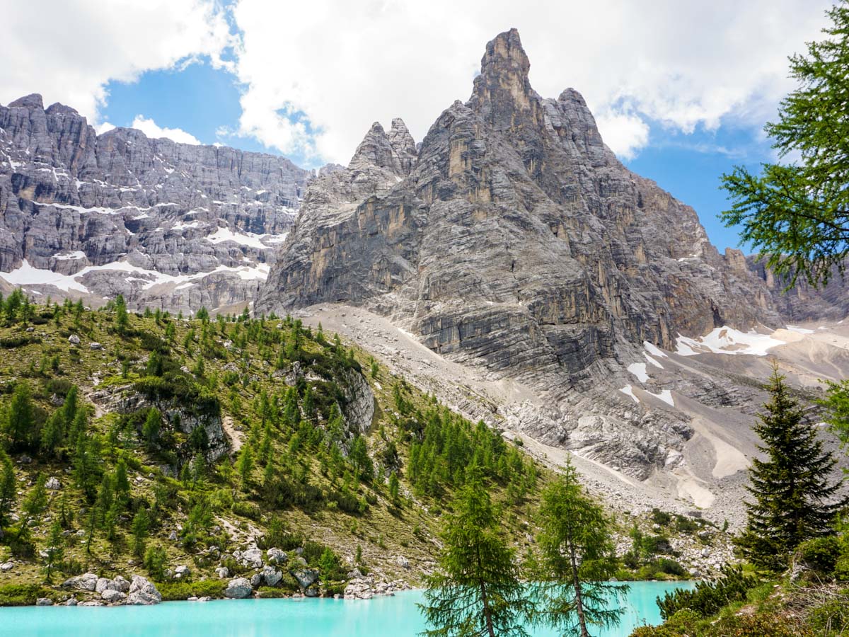 Views of the Lago di Sorapiss Hike in Dolomites, Italy