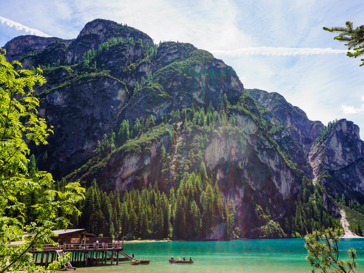 The Boathouse on Pragser Wildsee on the Lago di Braies Hike in Dolomites, Italy