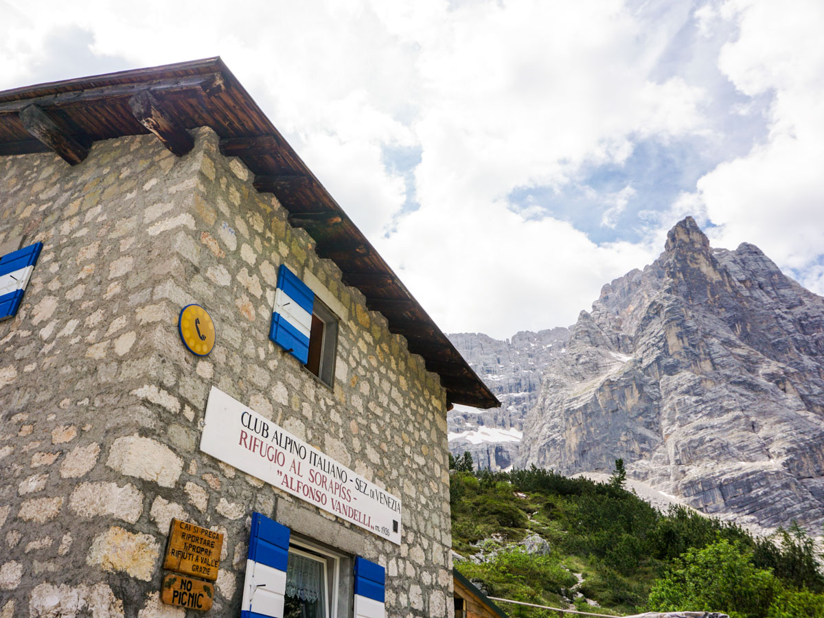 Rifugio Vandelli on the Lago di Sorapiss Hike in Dolomites, Italy