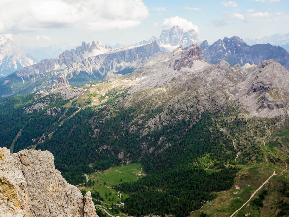 Looking across to Croda Negra from the Lagazuoi to Passo Falzarego Hike in Dolomites, Italy