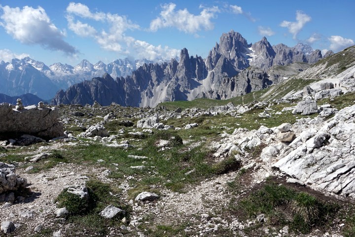 Tre Cime trail in Italian Dolomites has stunning panorama all around
