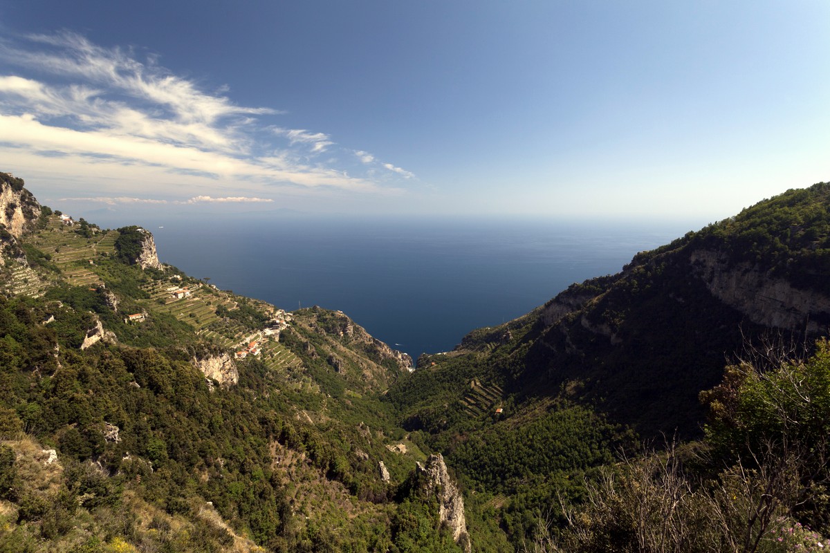 View from the first part of the path of the High Path of the Gods Hike in Amalfi Coast
