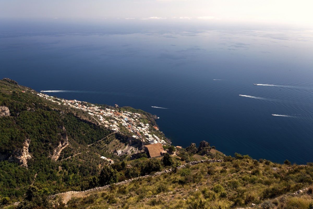 Praiano views from the High Path of the Gods Hike in Amalfi Coast