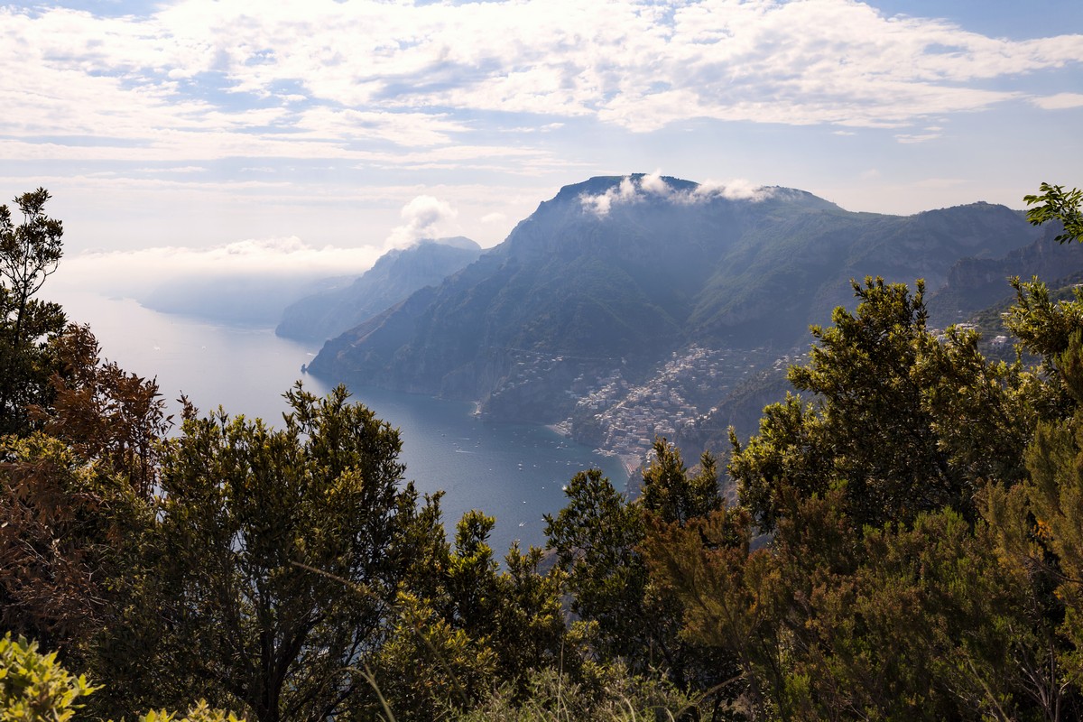 Positano and the coast view from the High Path of the Gods Hike in Amalfi Coast