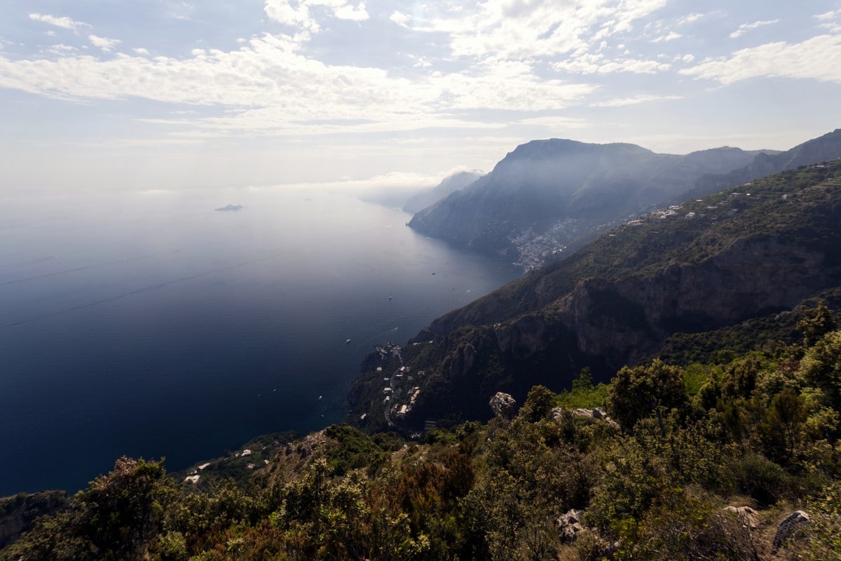 The Amalfi Coast and Positano from the High Path of the Gods Hike in Amalfi Coast