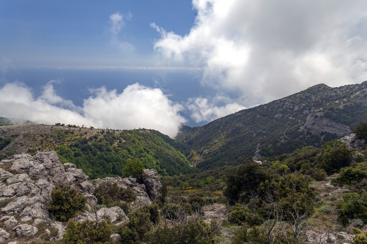 The sea views from the Monte Canino Hike in Amalfi Coast, Italy