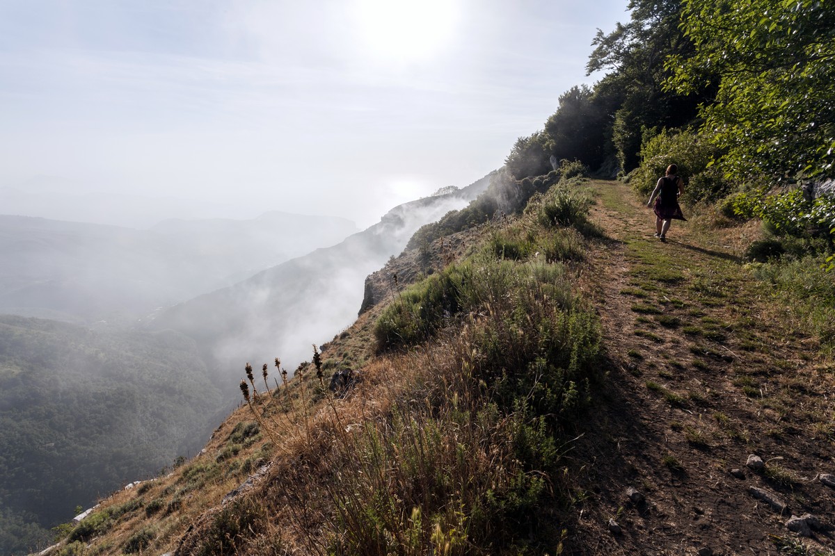 The trail of the Ring of Faito Hike in Amalfi Coast, Italy