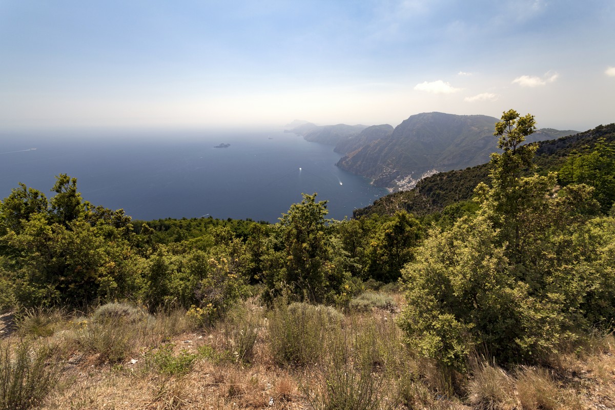 The coast from the High Path of the Gods Hike in Amalfi Coast, Italy