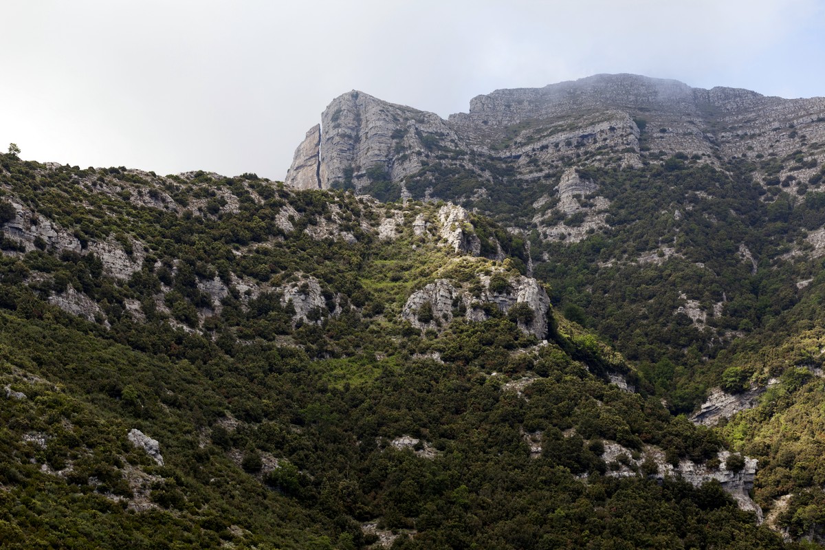 The broken mountain from the High Path of the Gods Hike in Amalfi Coast, Italy