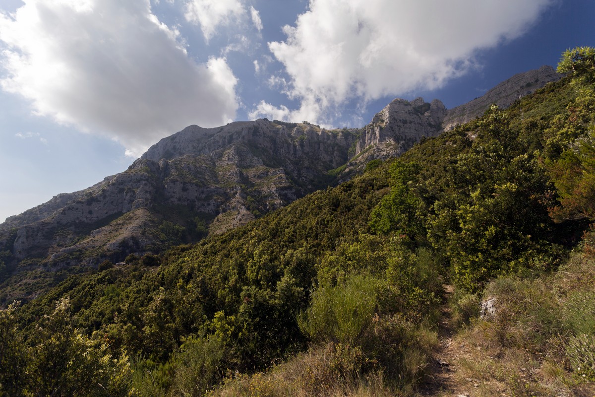 Monti Lattari in the background from the High Path of the Gods Hike in Amalfi Coast, Italy