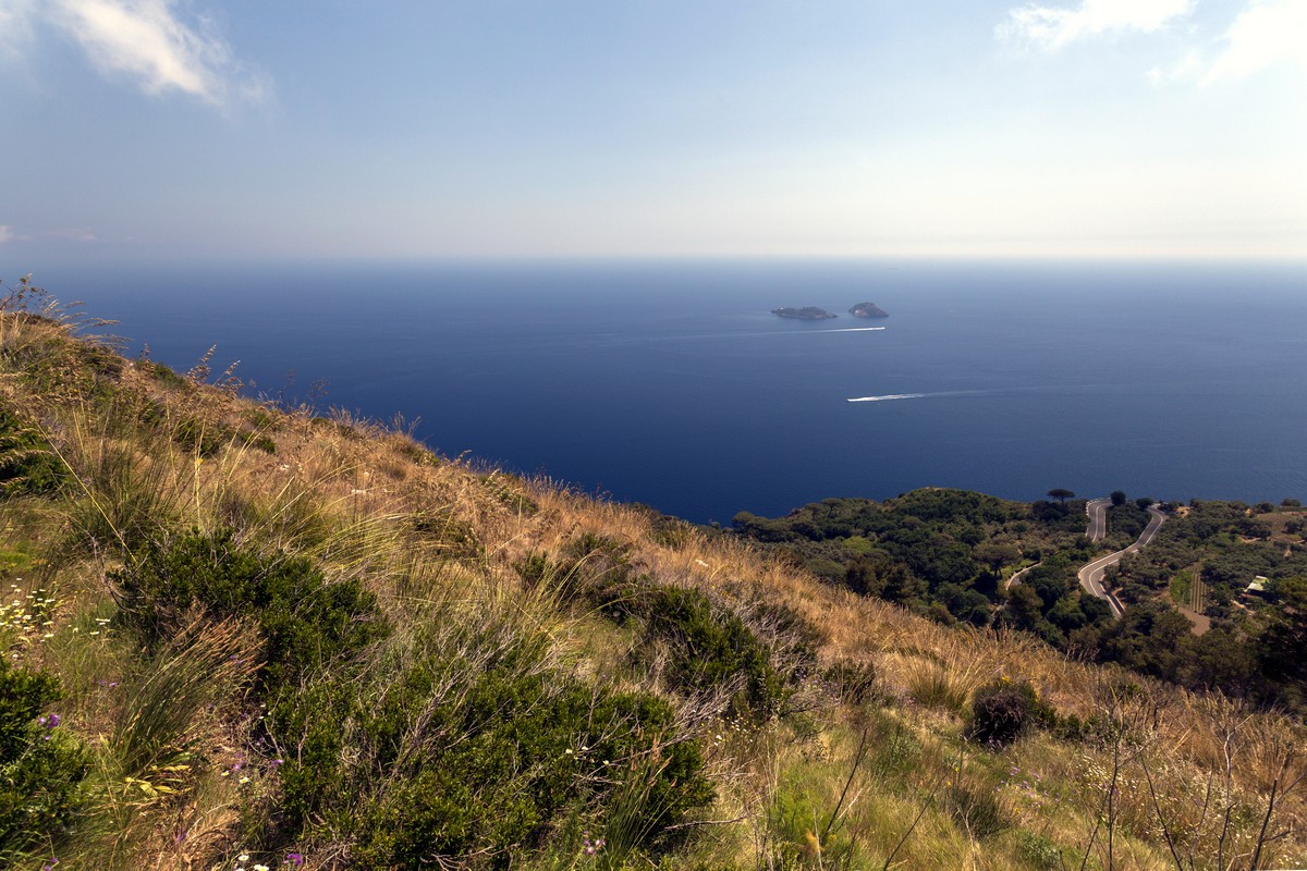 Li Galli islands from the Monte Comune Hike in Amalfi Coast, Italy