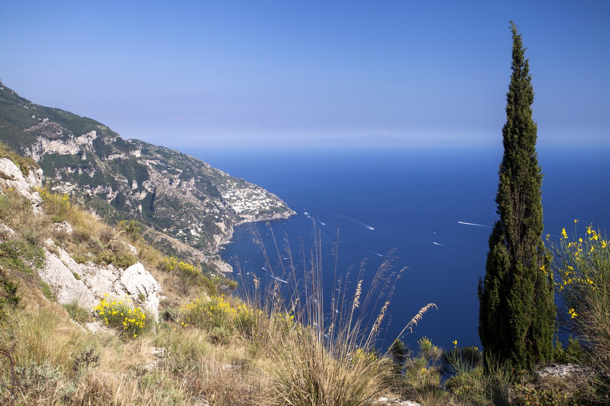 Praiano from the Monte Comune Hike in Amalfi Coast, Italy