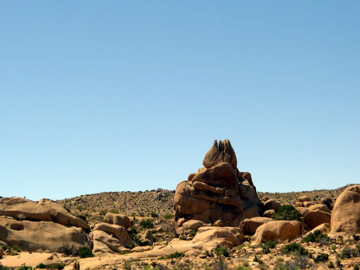 The most impressive rock formation of the park looking from the Split Rock Trail Hike in Joshua Tree National Park, California