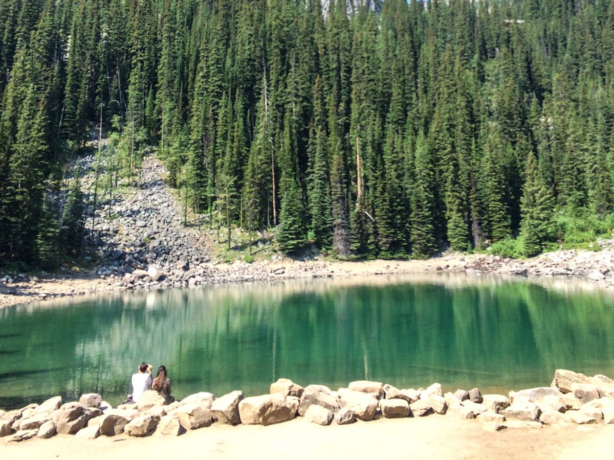 Hikers on the Lake Agnes Tea House Hike in Lake Louise, Banff National Park