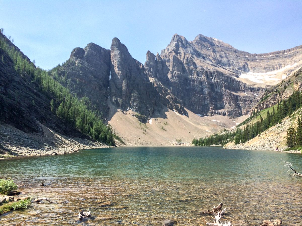 Lake view on the Lake Agnes Tea House Hike in Lake Louise, Banff National Park