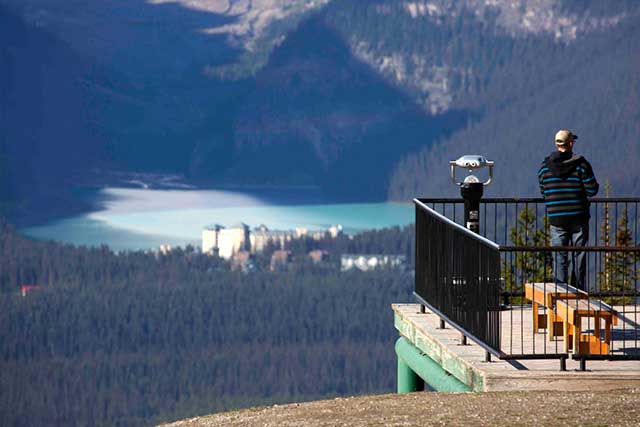 Lake Louise gondola gets you to the top of overview while on a winter weekend trip to Lake Louise