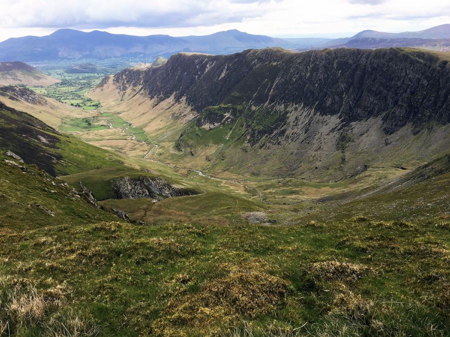Down Valley with Hindscarth from the Newlands Horseshoe Hike in Lake District, England