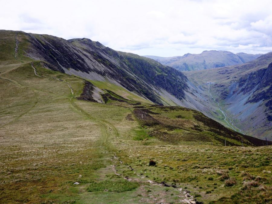 Dale Head with Honister Pass on the Newlands Horseshoe Hike in Lake District, England