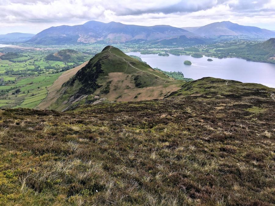 Keswick and Derwentwater from Catbells on the Newlands Horseshoe Hike in Lake District, England
