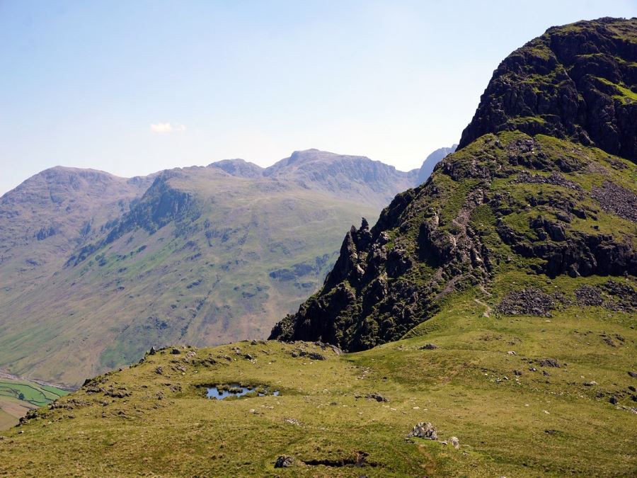 Saddle below Yewbarrow on the Mosedale Horseshoe Hike in Lake District, England