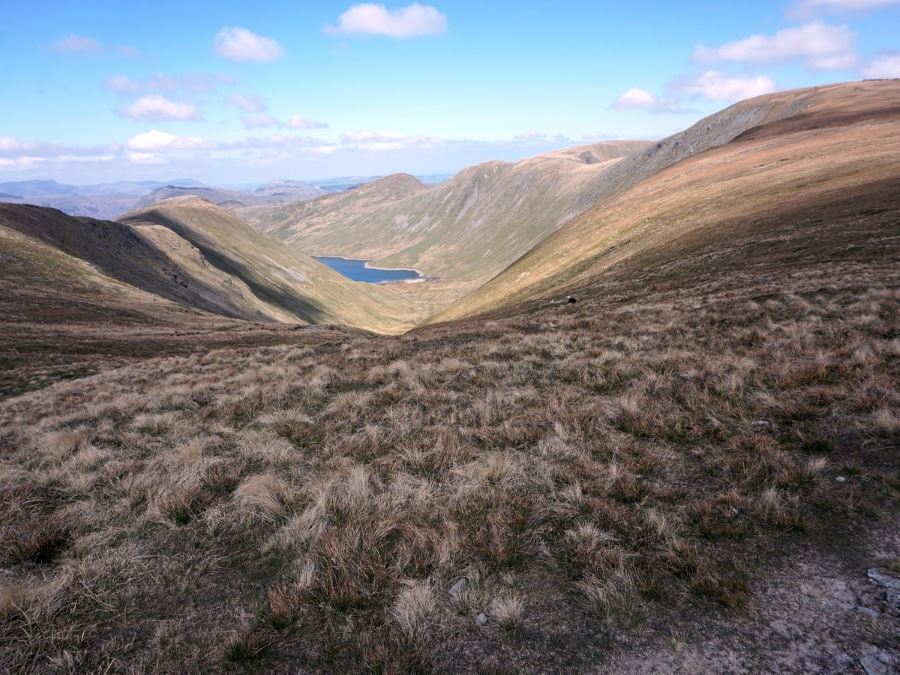 Hayeswater from the Roman High Street Circuit Hike in Lake District has amazing views of the valley