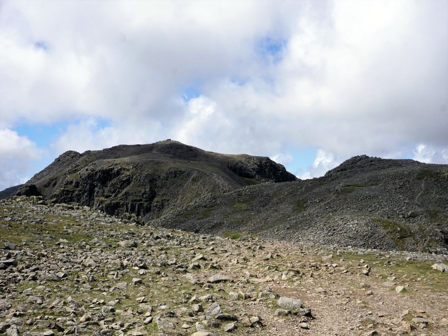 Approaching the peak of the Scafell Pike Hike in Lake District, England