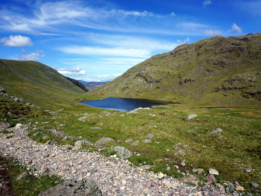Small tarn on the Scafell Pike Hike in Lake District, England