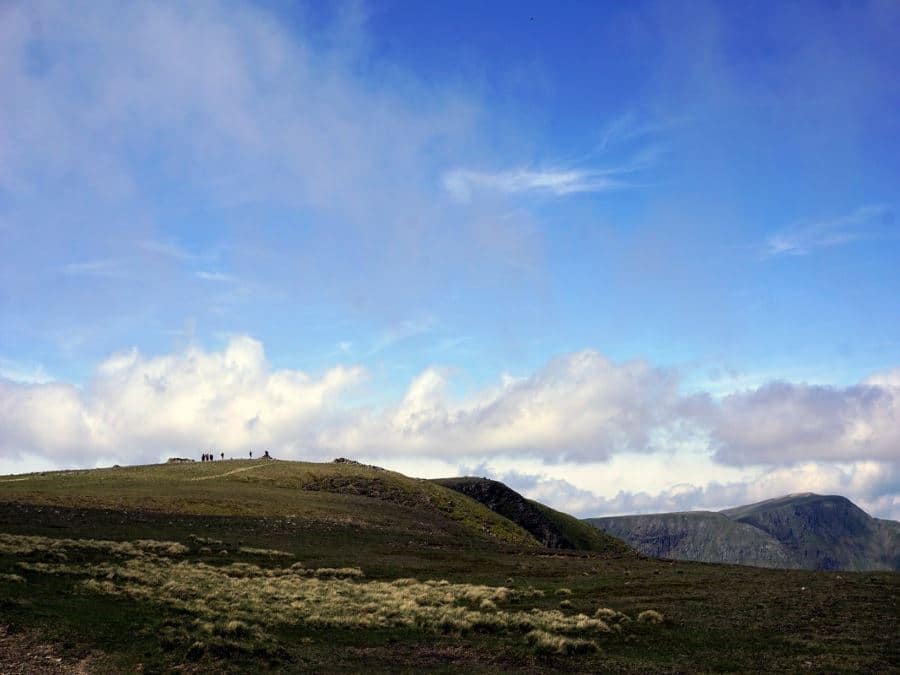 On the top of the Fairfield Horseshoe Hike in Lake District, England