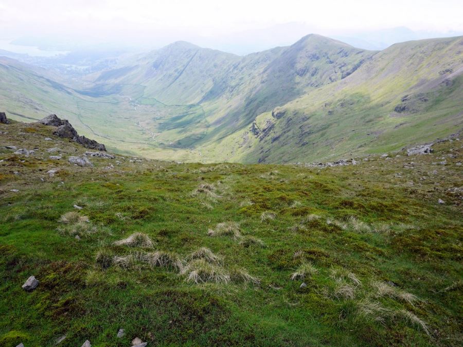 Valley views from the Fairfield Horseshoe Hike in Lake District, England