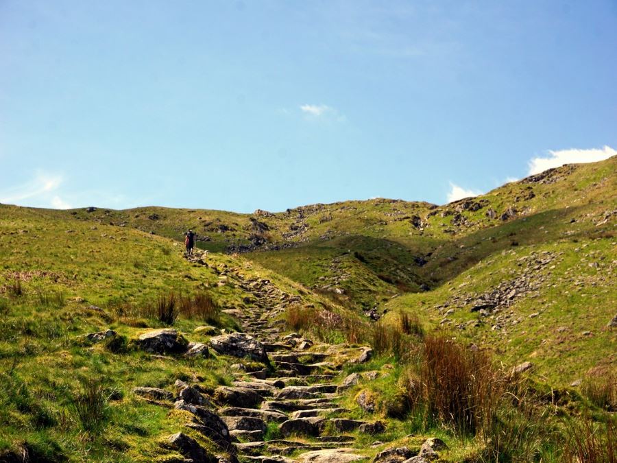 Views of the Helvellyn via Striding and Swirral Edge Hike in Lake District, England