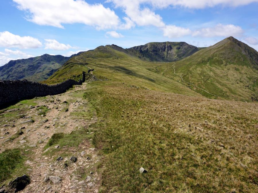 Looking upon the Helvellyn via Striding and Swirral Edge Hike in Lake District, England