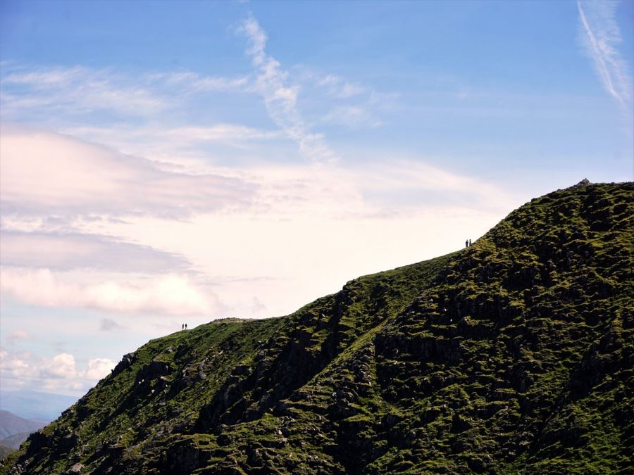 Ascending of the Helvellyn via Striding and Swirral Edge Hike in Lake District, England