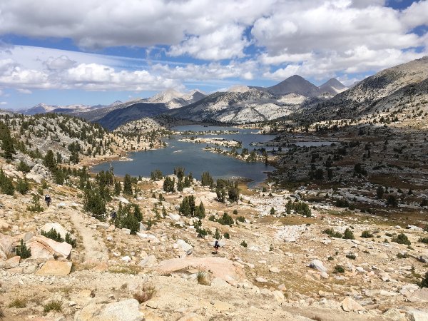 Looking at Marie Lake from Selden Pass on the John Muir Trail in California