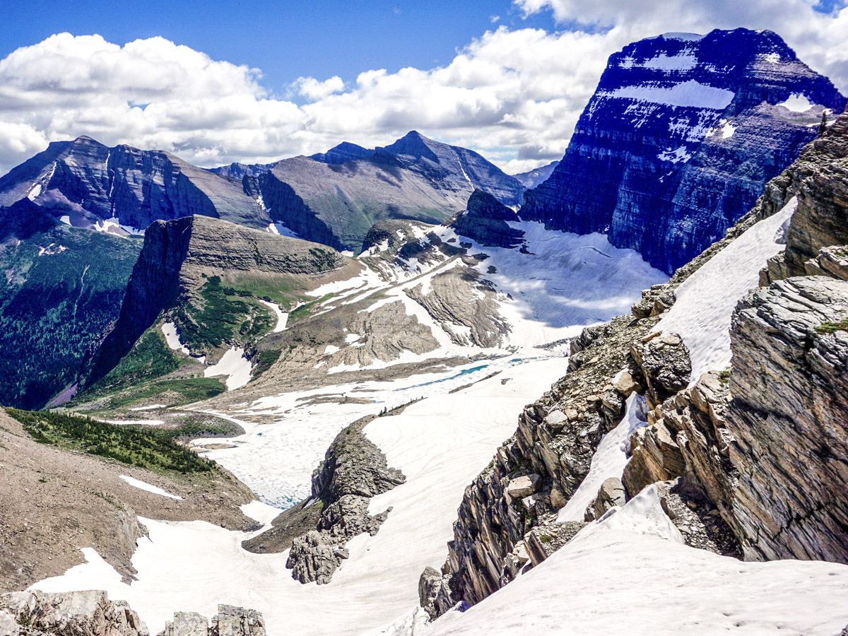 Mountain trail at The Highline Hike in Glacier National Park