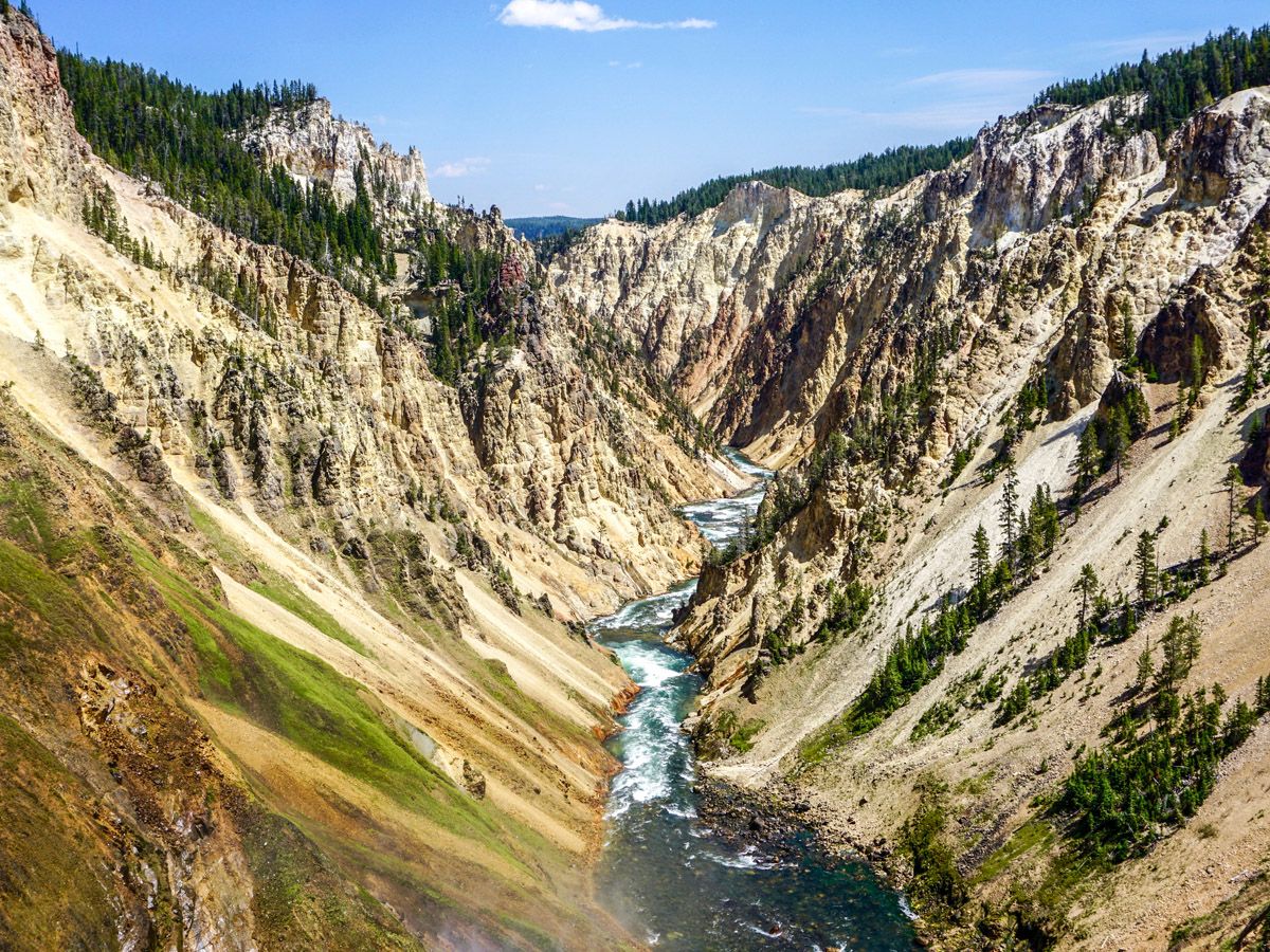 Great view of the Brink of the Lower Falls Hike in Yellowstone National Park