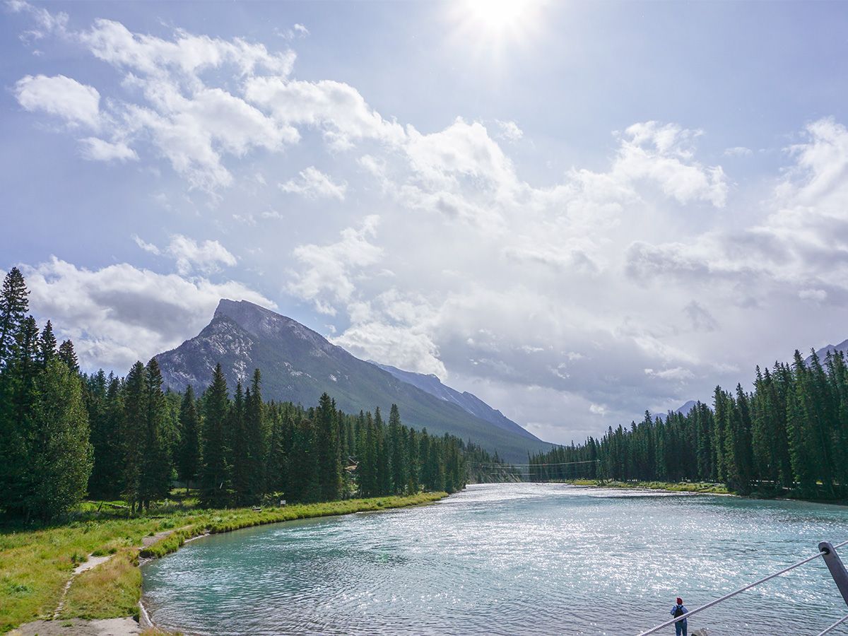 Banff Bow River to Bow Falls to Banff Springs Hike in Banff, Canadian Rocky Mountains