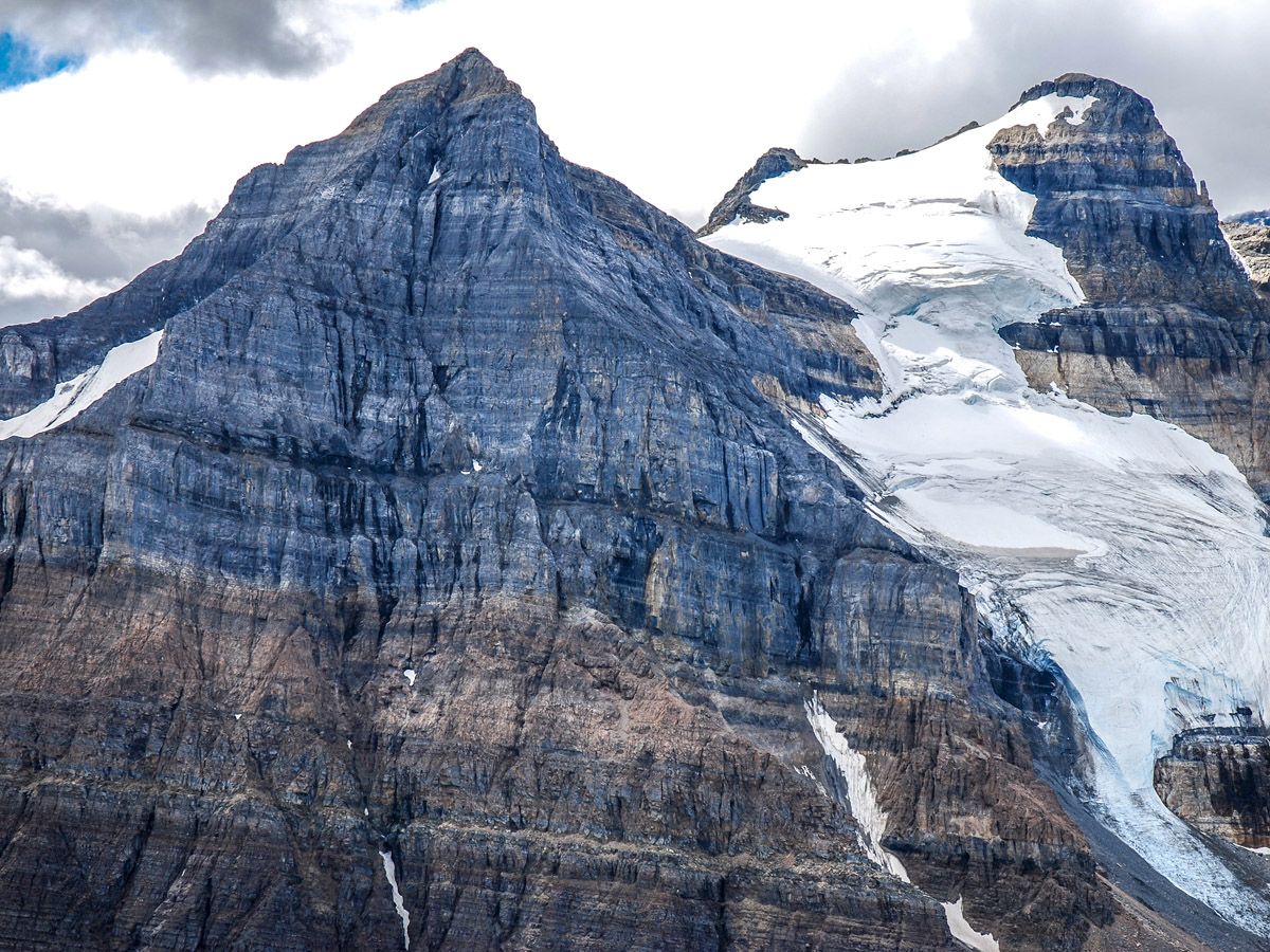 Mountain and the glacier on Mount Fairview Summit Hike in Lake Louise