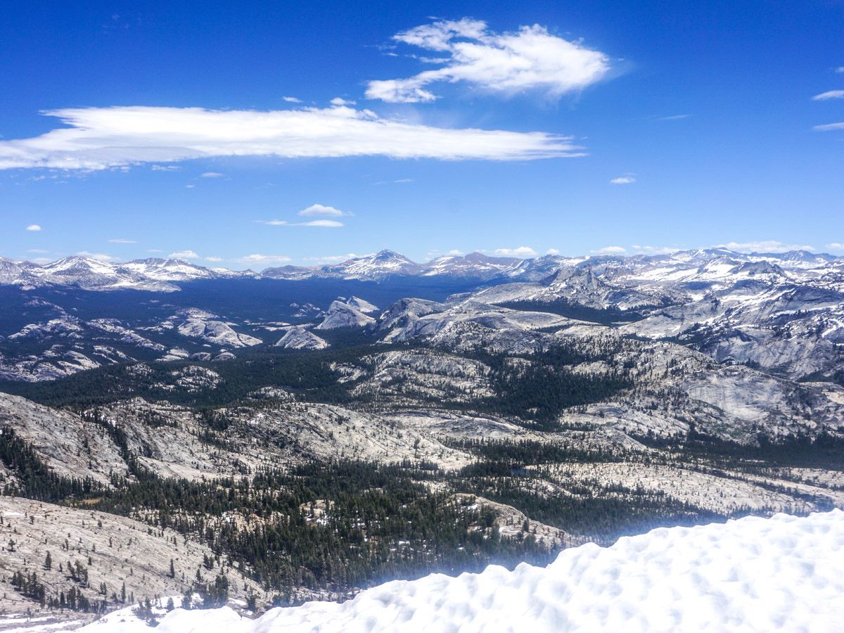 View of the area from the mountain at Mount Hoffman Hike in Yosemite National Park