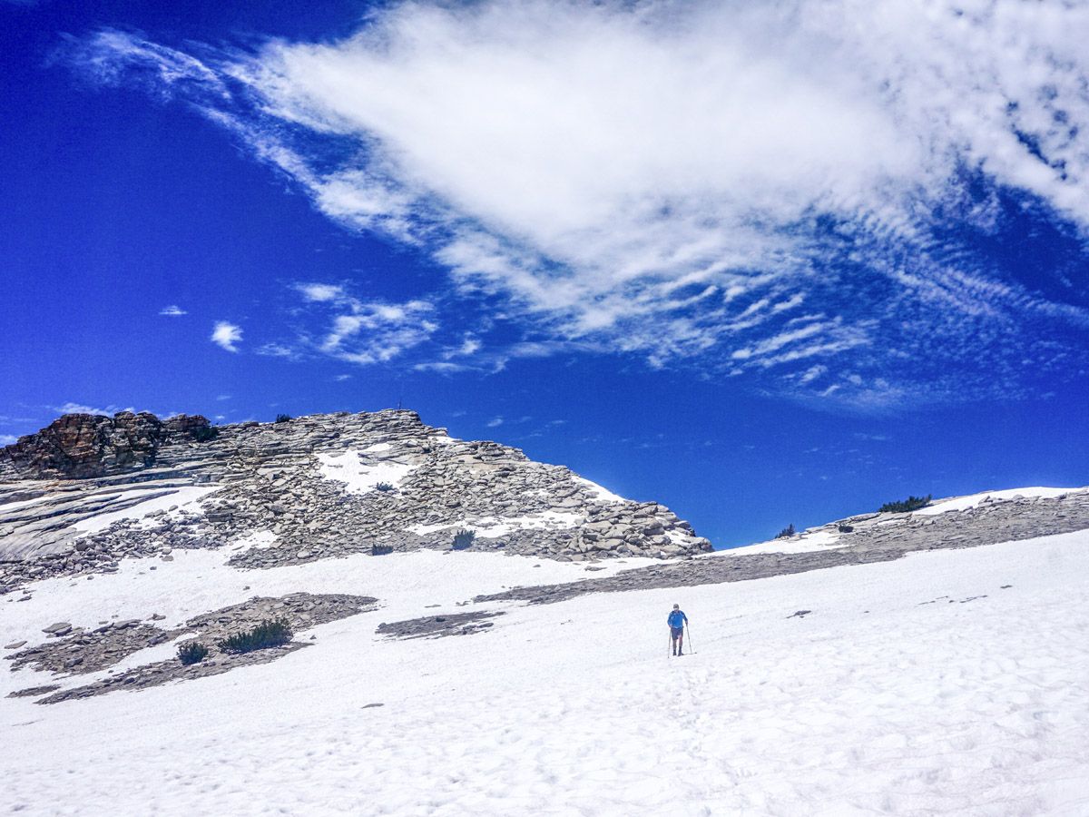 Man hiking at Mount Hoffman Hike in Yosemite National Park