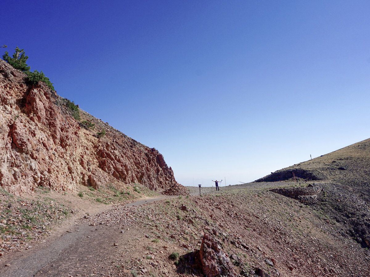 Man hiking at Mount Washburn Hike in Yellowstone National Park