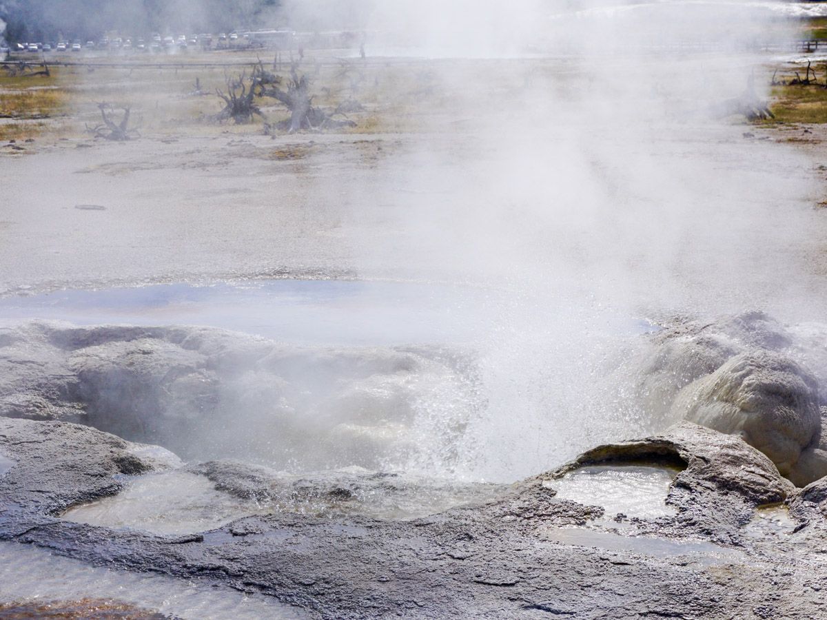 Beautiful geyser on the Mystic Falls Hike in Yellowstone National Park