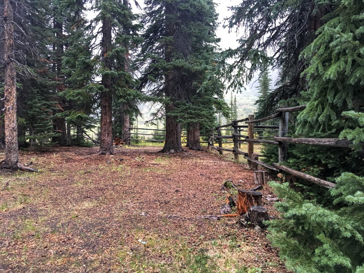 Old horse corral on the Nigel Pass Hike from the Icefields Parkway near Banff National Park